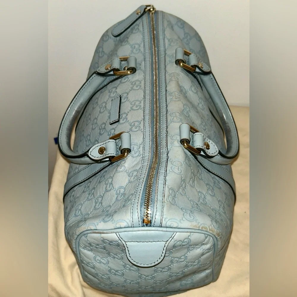Authentic Gucci Guccissima Joy Boston Bag in light blue. - Picture 7 of 14